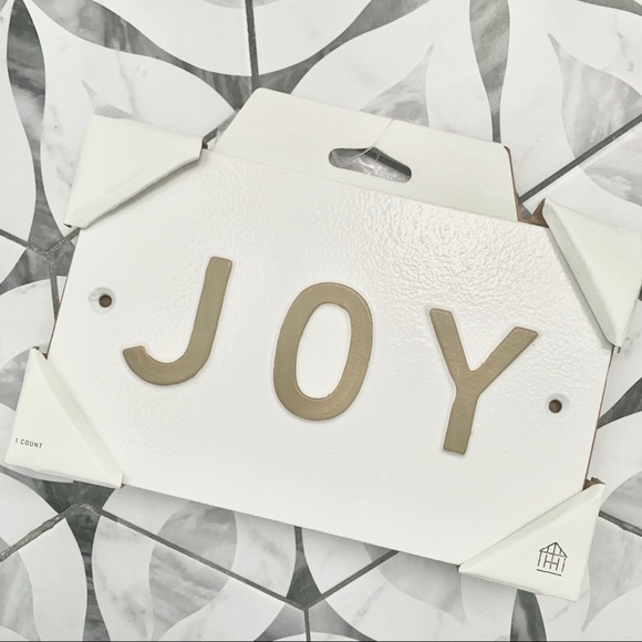 MAGNOLIA | JOY White and Gold Aluminum Wall Sign - Picture 1 of 7